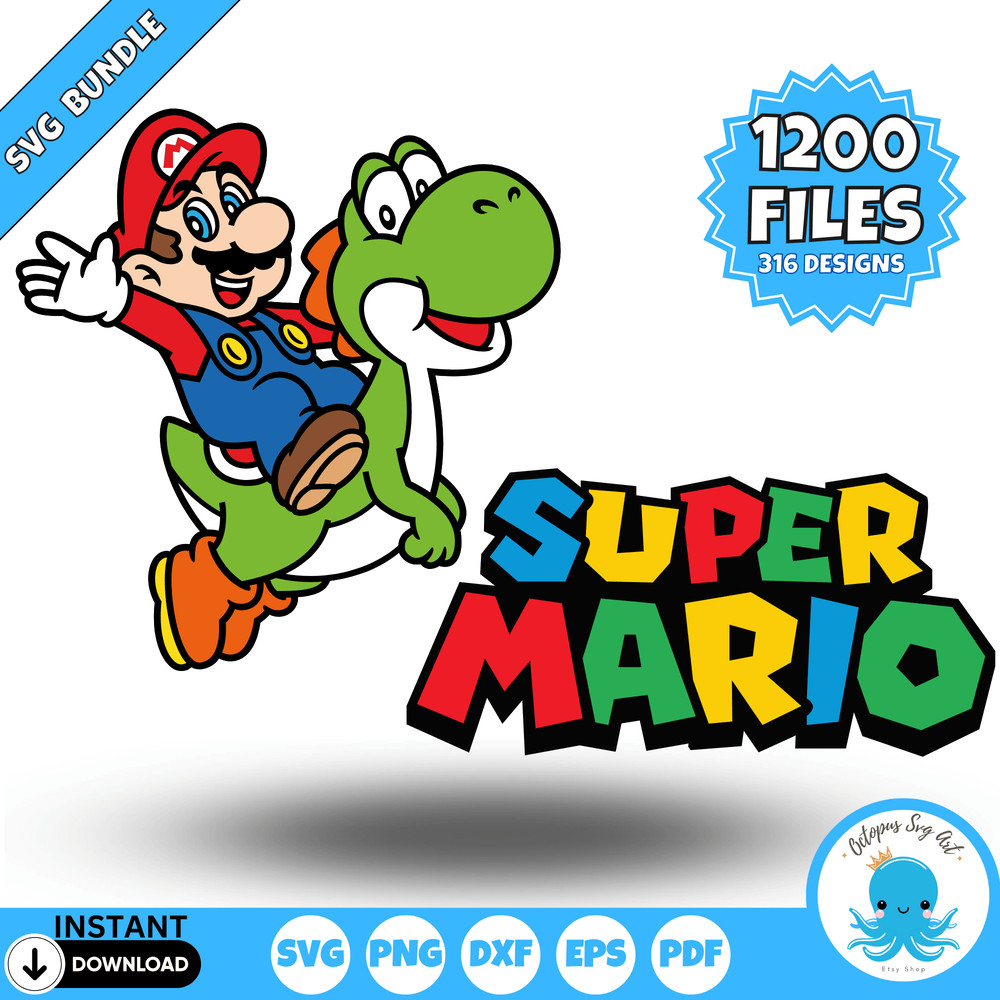 Super Mario SVG Bundle  Mario Cut Files For Cricut  Silhouette  PNG EPS DXF Clipart Instant Downloa 0