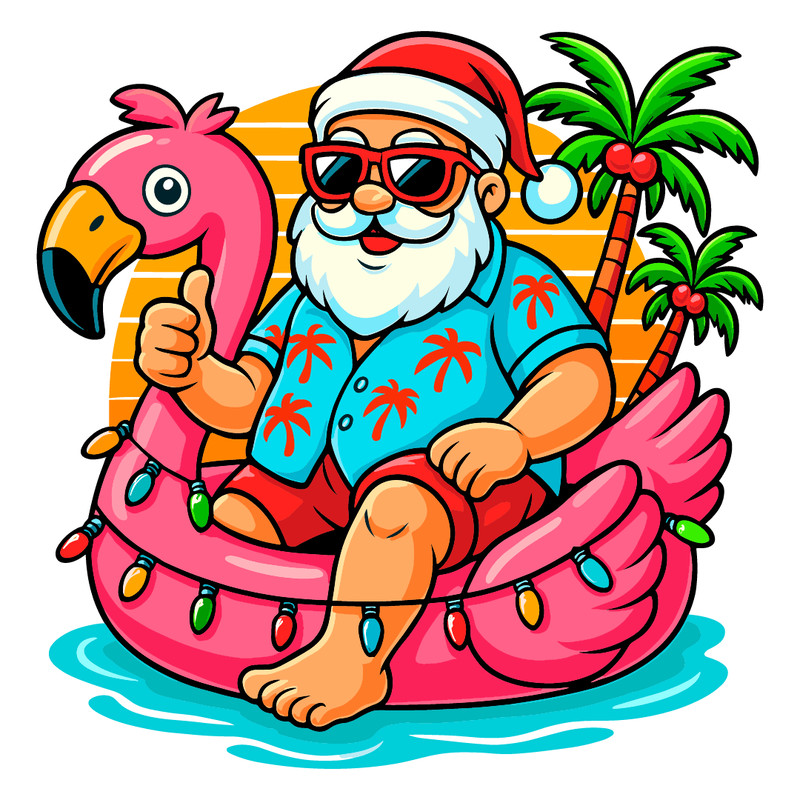 Christmas In July Shirt Boys Kids Santa Flamingo Summer Xmas 0