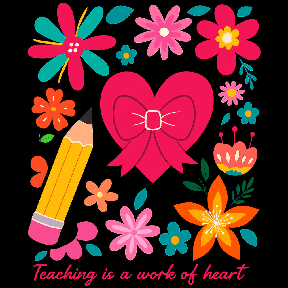 Teaching Is A Work Of Heart Flower Teacher Back To School 0