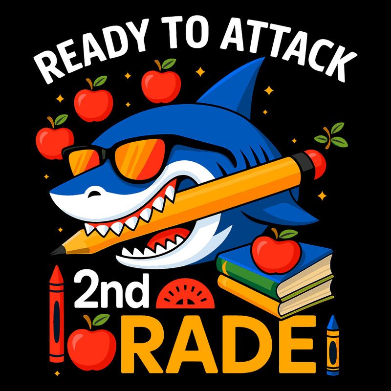 Ready To Attack 2nd Grade Funny Shark 2nd First Day School Tank Top 0