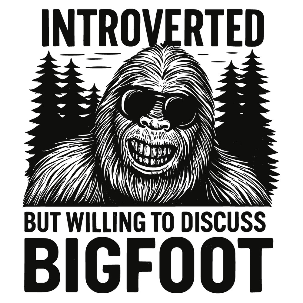 Introverted But Willing To Discuss Bigfoot Funny Sasquatch Cryptid Forest Retro Tee 0