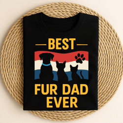 best fur dad ever dog cat pet lover paw print retro gift tee