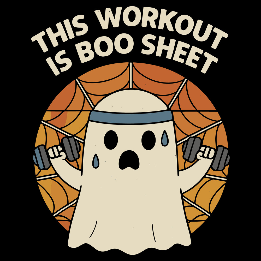 This Workout Is Boo Sheet Funny Halloween Ghost Dumbbell Lifting Gym Humor Tee 0