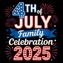 4th of july family celebration 2025 patriotic fireworks design