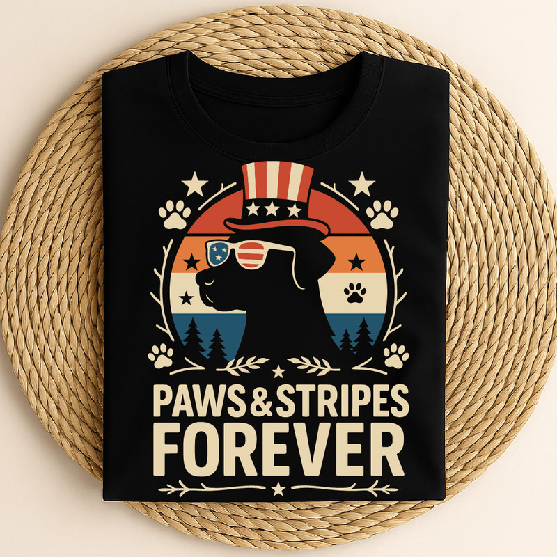 Paws And Stripes Forever Patriotic Dog Lovers 4th Of July Design 0