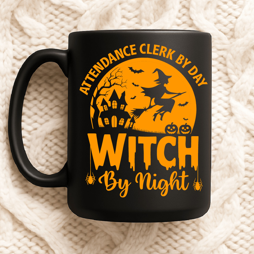 Attendance Clerk By Day Witch By Night Funny Halloween Costume Design For School Staff Teachers And 2
