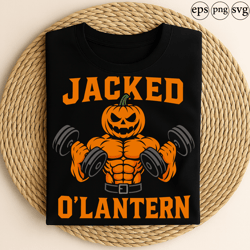 jacked o lantern funny muscular pumpkin weightlifting halloween gym fitness workout design