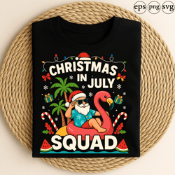 christmas in july squad funny santa on flamingo float tropical summer holiday beach party design