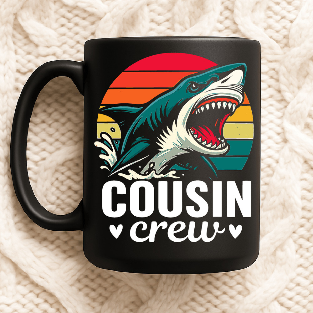 Cousin Crew Shark Vintage Retro Summer Family Matching Ocean Jaws Theme Graphic 2