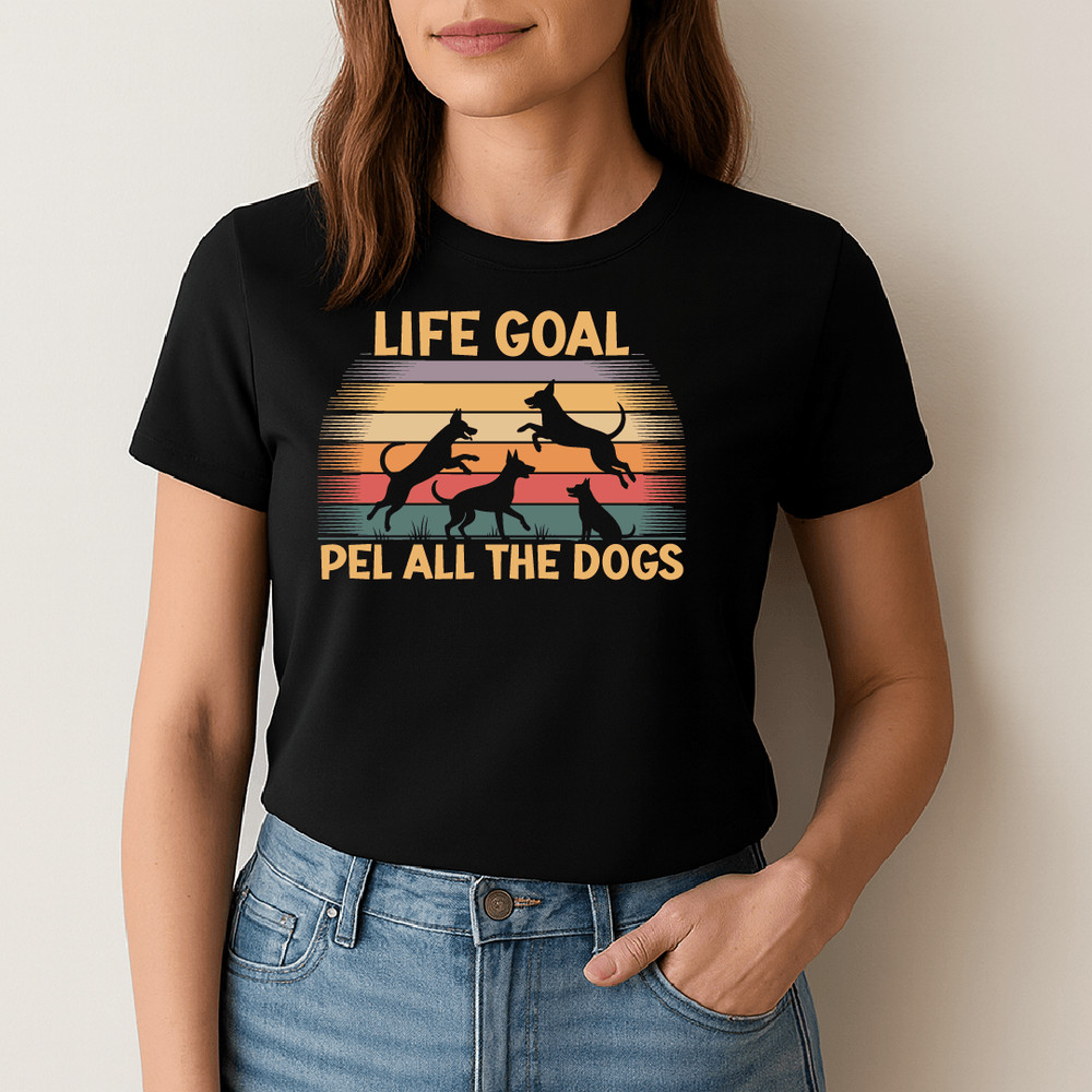 Life Goal Pet All The Dogs Funny Retro Dog Lover Vintage Sunset Design 1