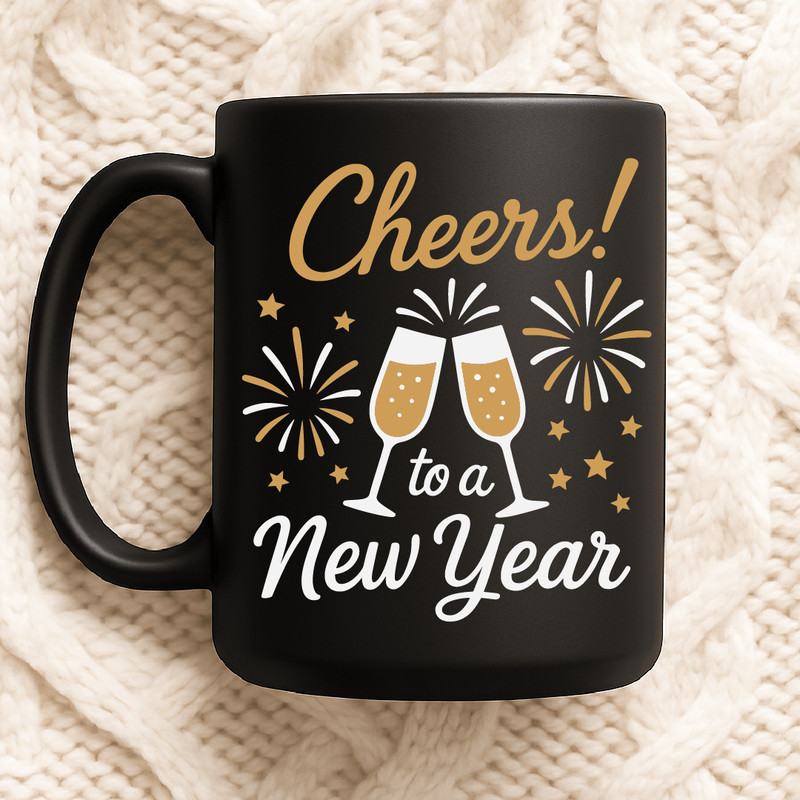 Cheers To A New Year Celebration Design With Champagne Glasses Fireworks And Festive Party Style Fo 2
