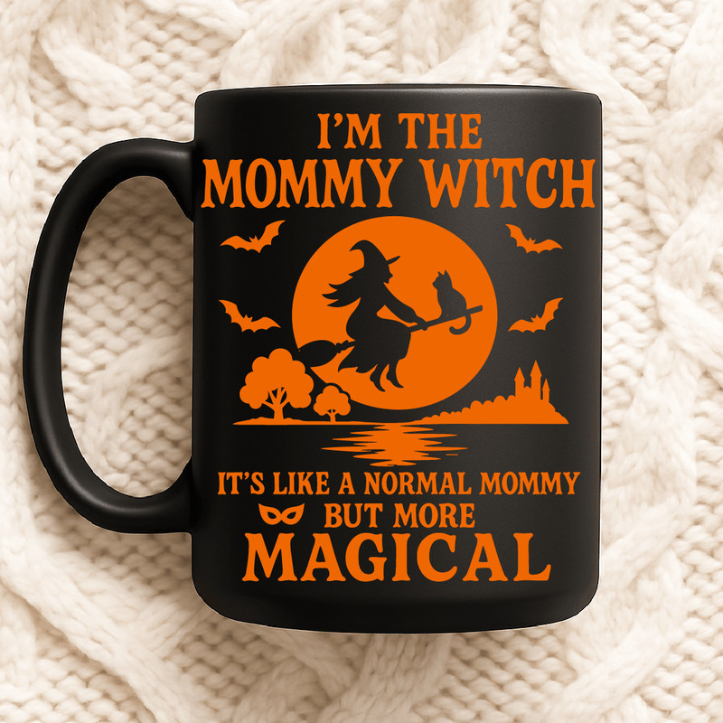 Im The Mommy Witch Funny Halloween Design With Witch Cat Bats Full Moon And Magical Mommy Costume S 2