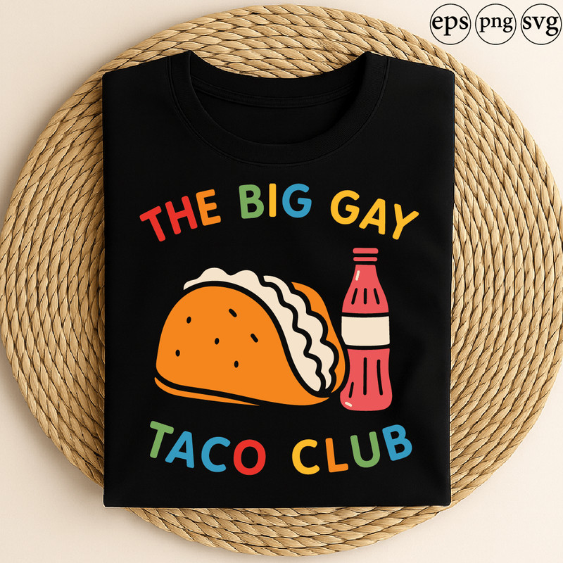 The Big Gay Taco Club Funny Pride Design With Colorful Text Taco And Soda Bottle LGBTQ Retro Style 0