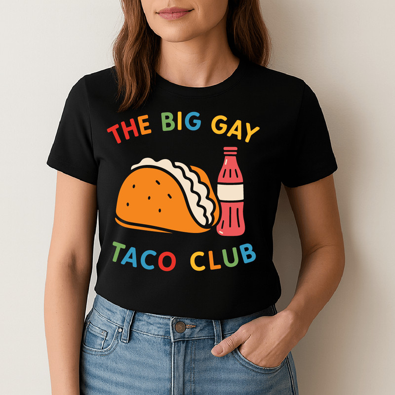 The Big Gay Taco Club Funny Pride Design With Colorful Text Taco And Soda Bottle LGBTQ Retro Style 1
