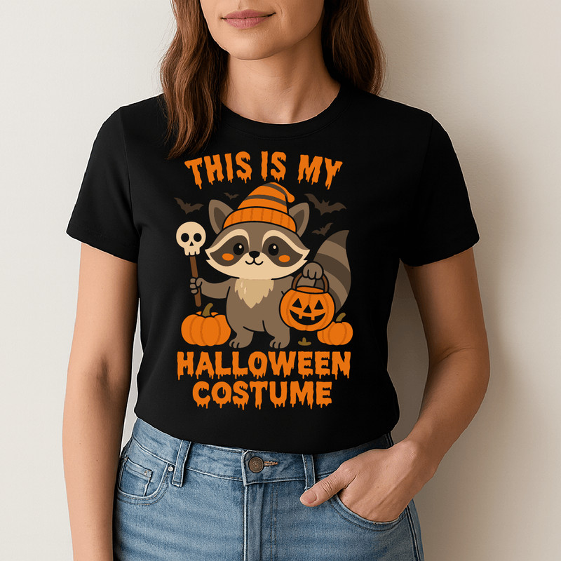 This Is My Halloween Costume Cute Raccoon Design With Pumpkins Bats Skull And Funny Spooky Style 1