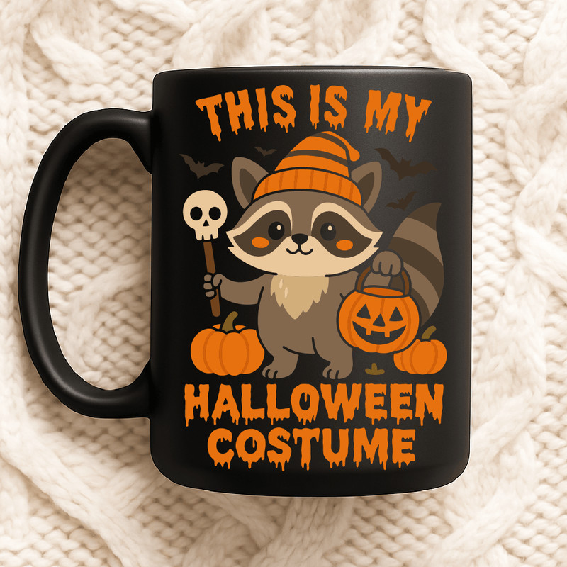 This Is My Halloween Costume Cute Raccoon Design With Pumpkins Bats Skull And Funny Spooky Style 2
