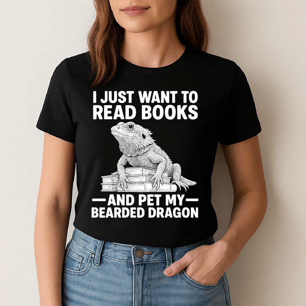 I Just Want To Read Books And Pet My Bearded Dragon Funny Reading Reptile Lover Design For Bookworm 1