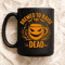 Brewed To Raise The Dead Funny Halloween Coffee Mug Design With Pumpkin Face And Bats Spooky Caffei 2