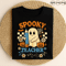 Spooky Teacher Cute Ghost Holding Pencil With Pumpkins Flowers Spiderweb And Bats Funny Halloween C 0