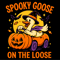 Spooky Goose On The Loose Funny Halloween Goose Witch Hat Pumpkin Car Bats Candy Full Moon Design 4