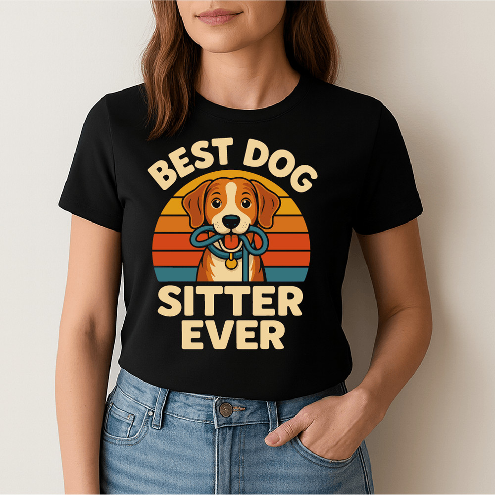 Best Dog Sitter Ever Funny Retro Dog Lover Pet Care Puppy Walking Leash Animal Caregiver Design 1
