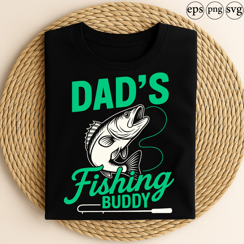 Dads Fishing Buddy Cute Father And Child Fishing Design With Bass Fish And Rod For Family Outdoor A 0