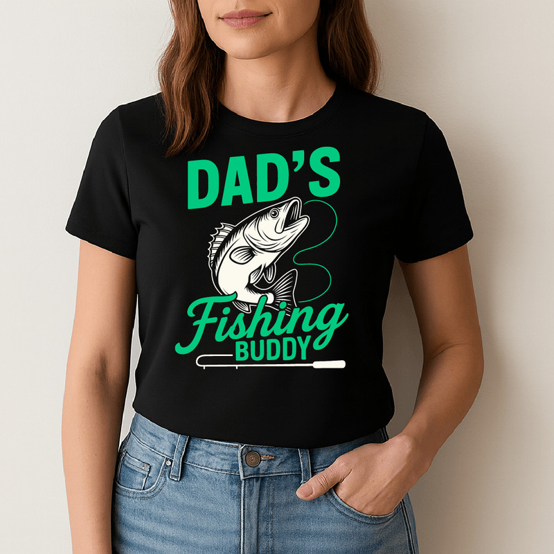 Dads Fishing Buddy Cute Father And Child Fishing Design With Bass Fish And Rod For Family Outdoor A 1