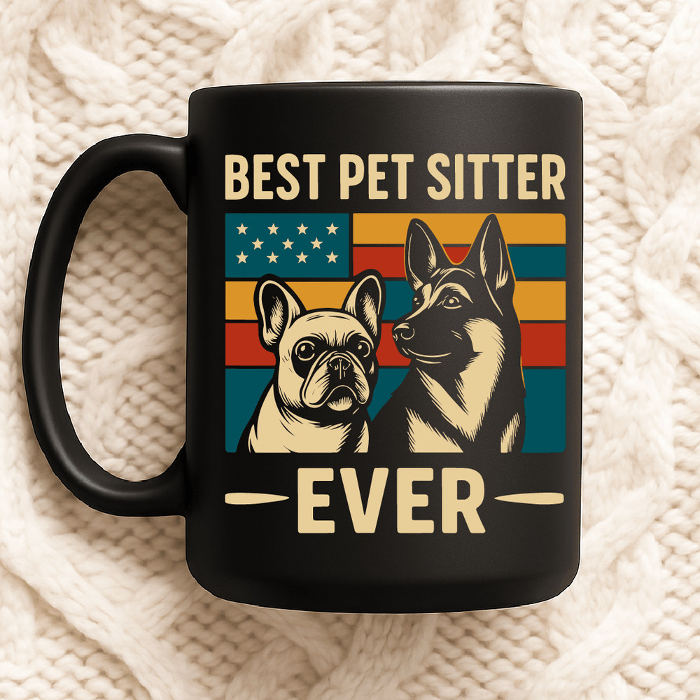 Best Pet Sitter Ever Retro Vintage Dog Lover Design With American Flag French Bulldog And German Sh 2