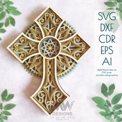 Multi-Layered Christian Cross Files - Digital Designs for Laser Cutting & Cricut Machines - Cr13a