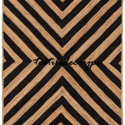 natural jute handwoven braided floor area rug, bohemian living room home decor entryway jute rug, custom size rugs