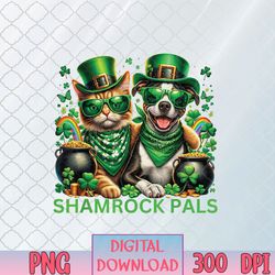 st. patricks day dog and cat shamrock pals 4 adults, st. patricks day png, dog and cat png, png, sublimation design