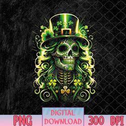sugar skull saint patricks day of dead leprechaun png, sugar skull png, png, sublimation design