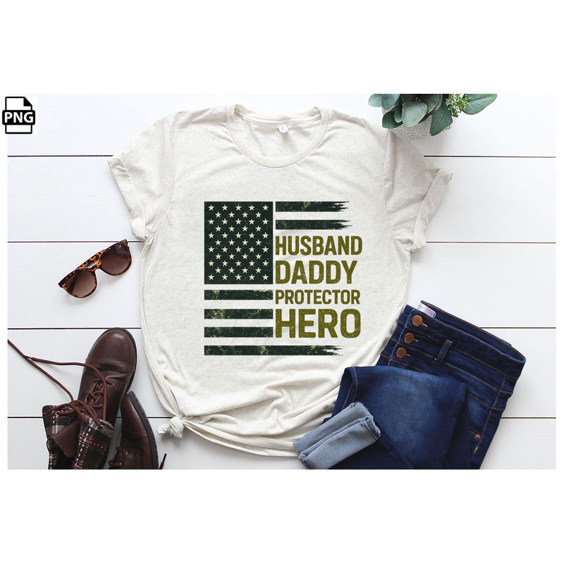 Fathers Day Camo American Flag PNG Tshirt Design 1
