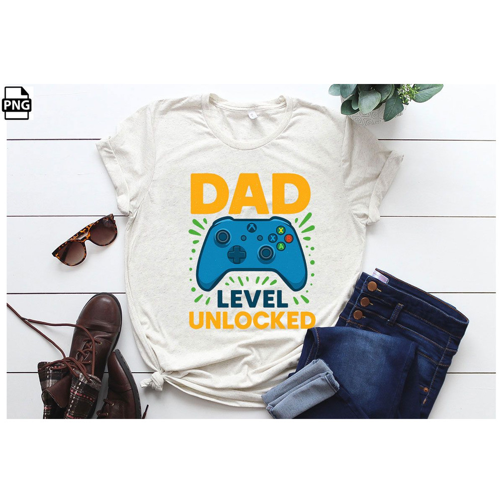 Fathers Day Dad Level Unlocked PNG Tshirt Design 1