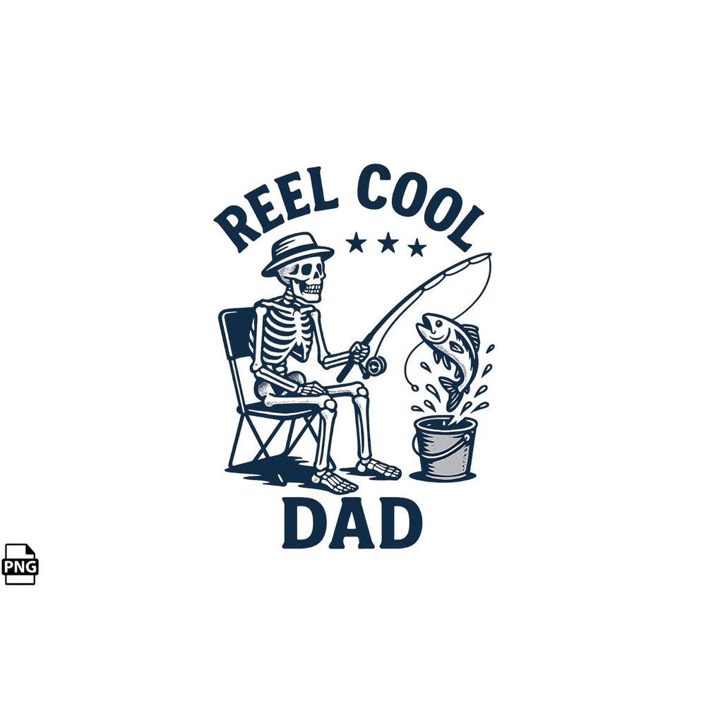 Fathers Day Funny Skeleton Reel Cool Dad PNG Tshirt Design 0