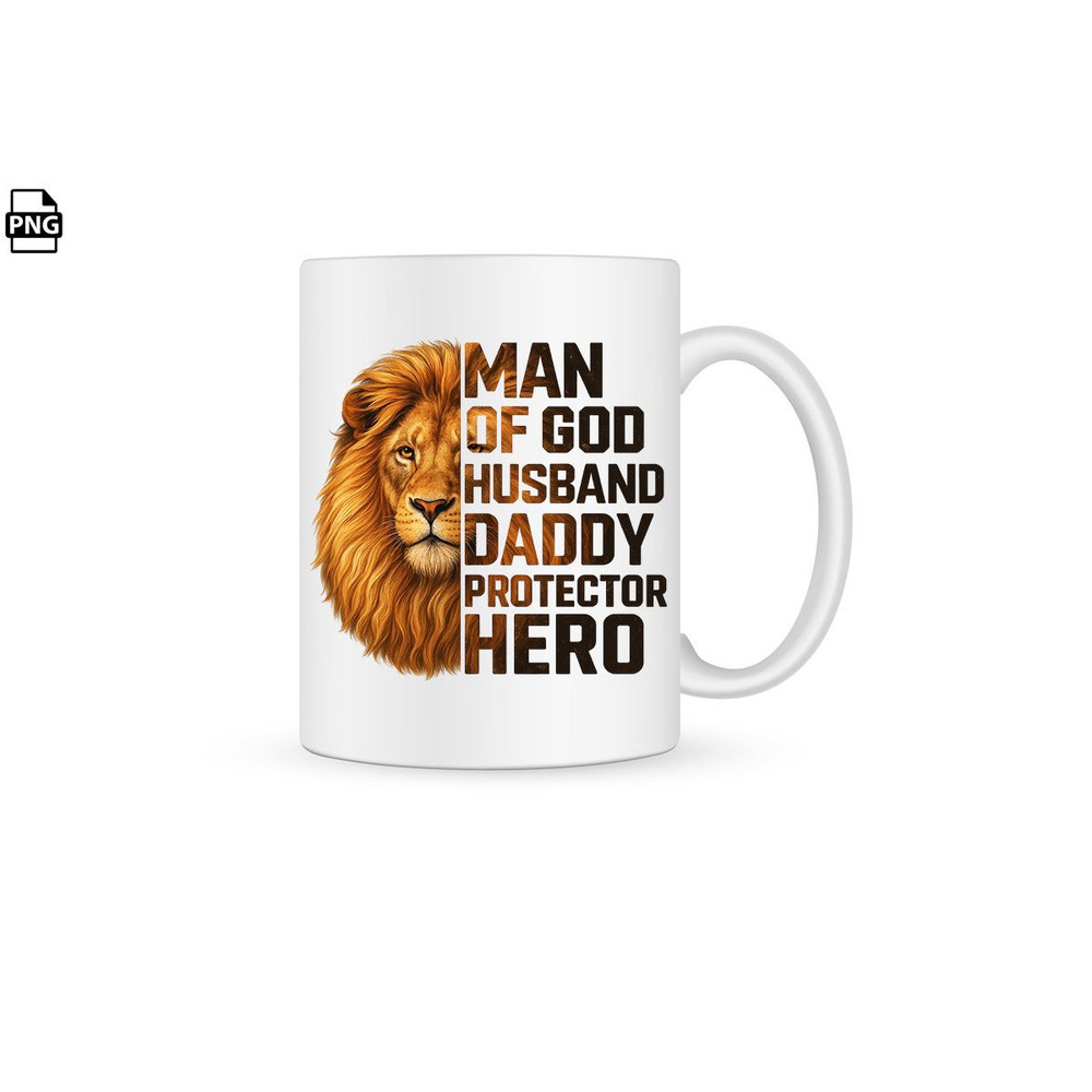 Fathers Day Lion Man Of God PNG Sublimation Design 2