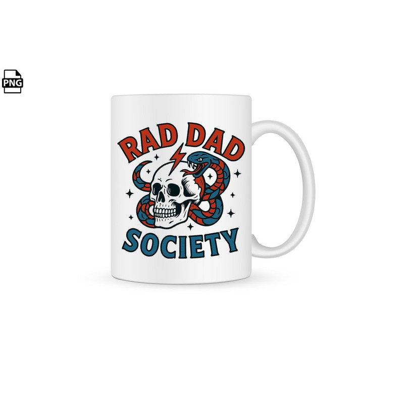 Fathers Day Skull Snake Rad Dad Society PNG Sublimation Design 2