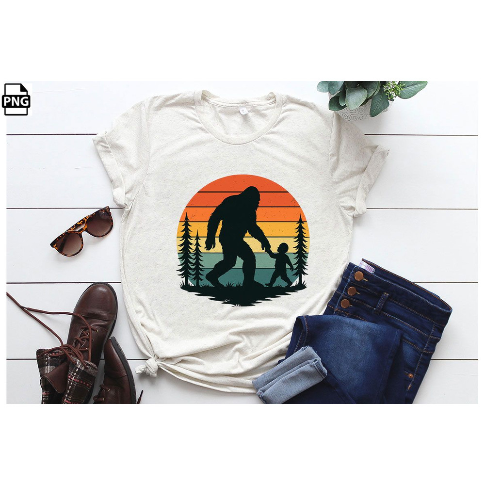 Retro Vintage Bigfoot Dad PNG Sublimation Design 1