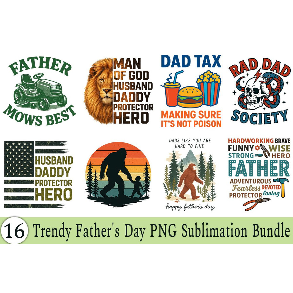 Trendy Fathers Day PNG Sublimation Design Bundle 0