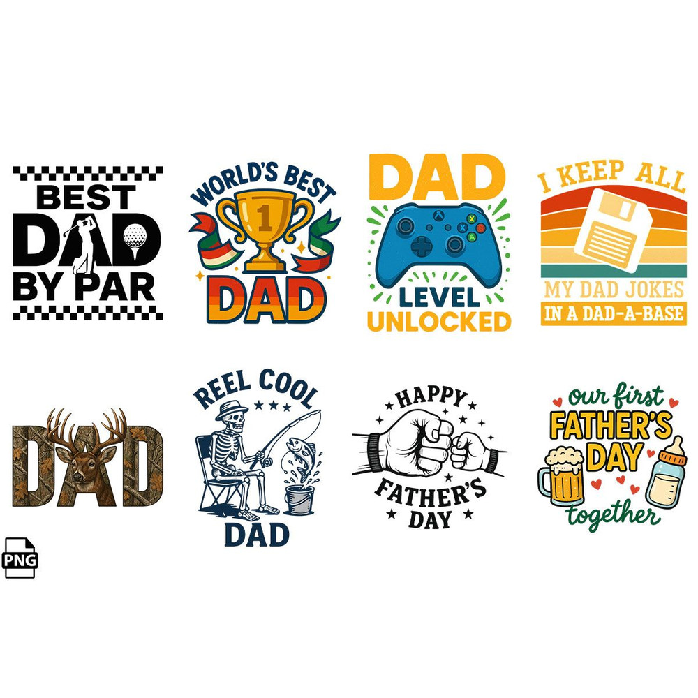 Trendy Fathers Day PNG Sublimation Design Bundle 1