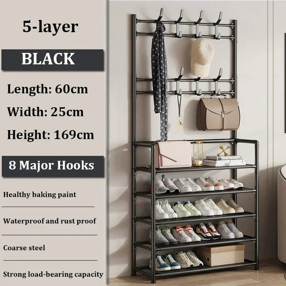 Clothes Hanger MultiLayer Shoe Rack Doorway DIY Hat And Shoes Shelf Simple FloorStanding Living Roo