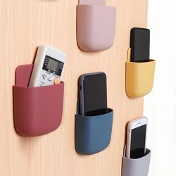 wall mounted storage box mobile phone plug holder stand rack remote control storage organizer case for air conditioner tv