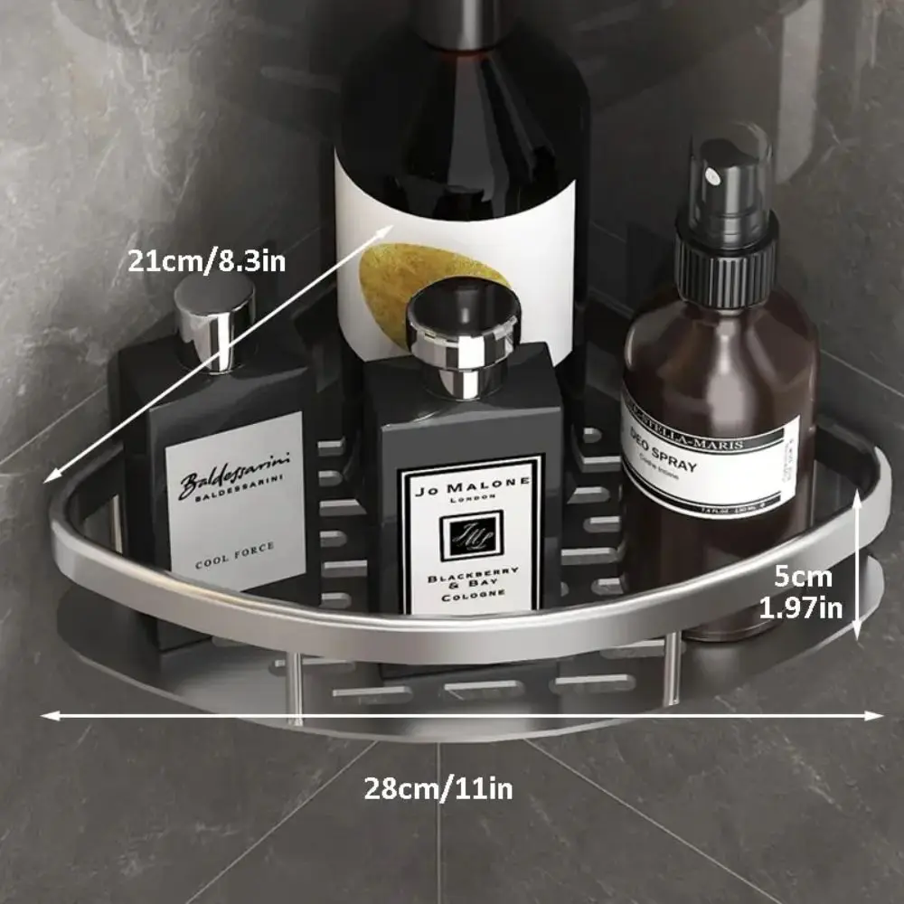 Bathroom corner shelf for organizing shampoo