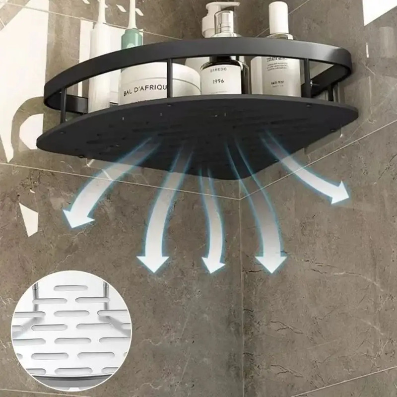 Wall mounted corner shelf for bathroom