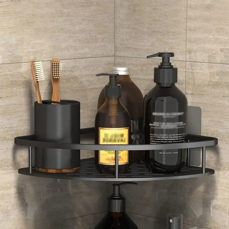 Bathroom Storage Rack No Drill Shelves Wall Mount Corner Shelf Shower Holder For WC Shampoo Organiz