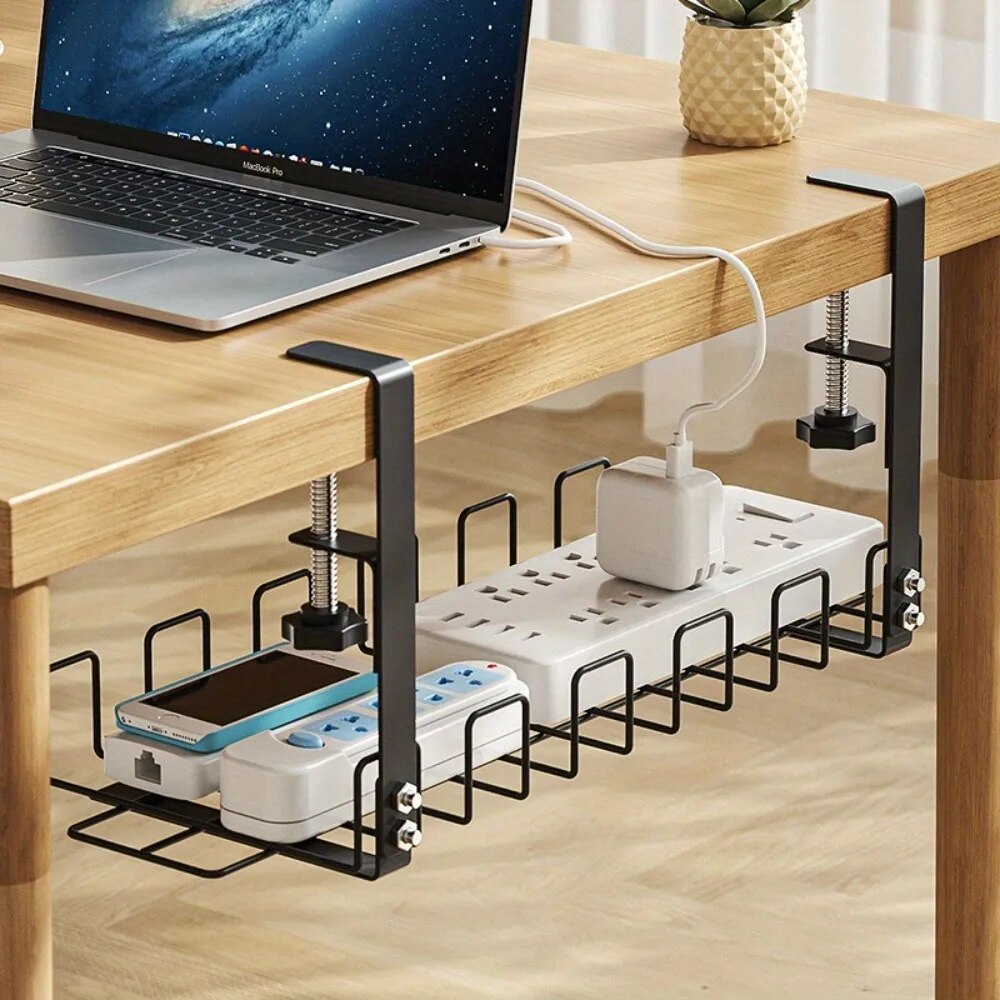 No drilling desk cable organizer