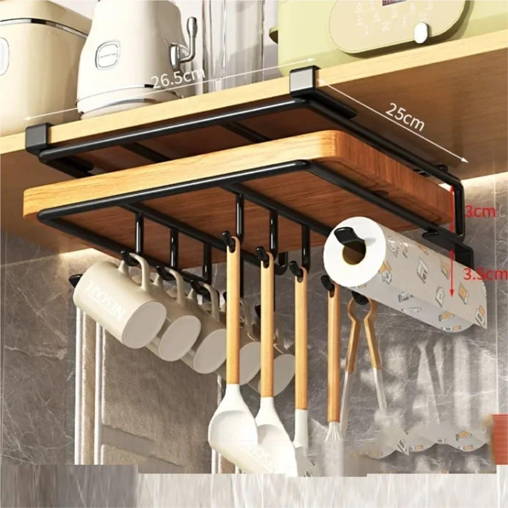 Undercabinet organizer rack for kitchen