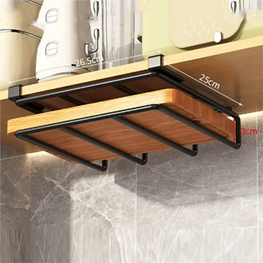 Wallmounted kitchen storage shelf with hooks