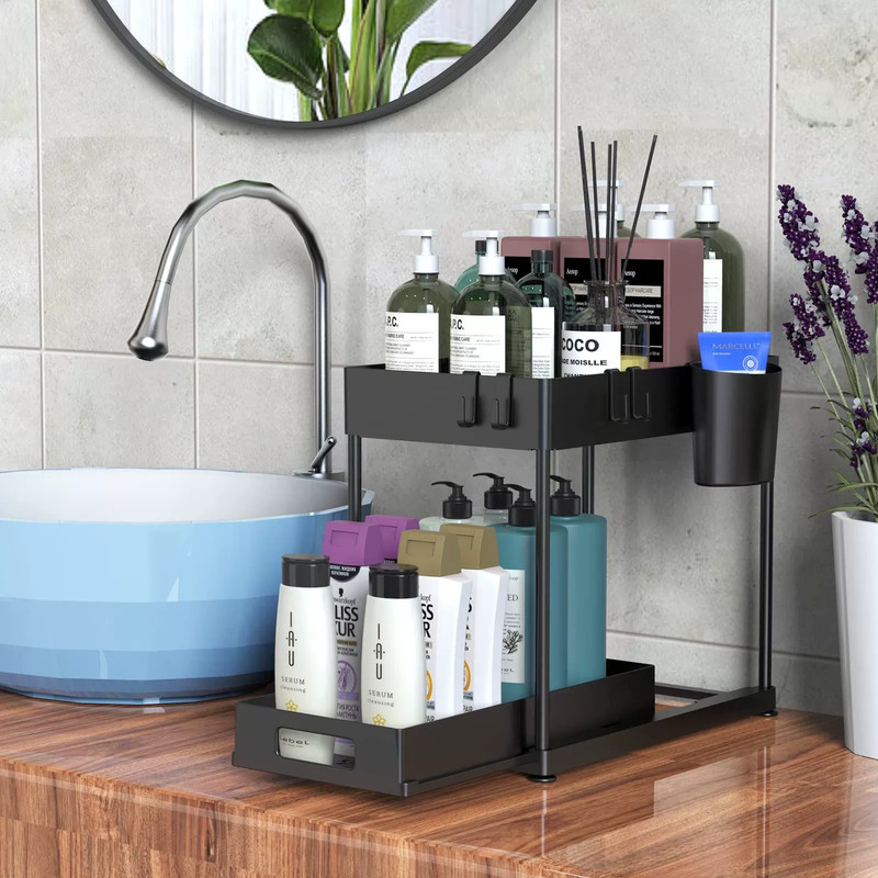 Duallayer pullout shelf kitchen organizer