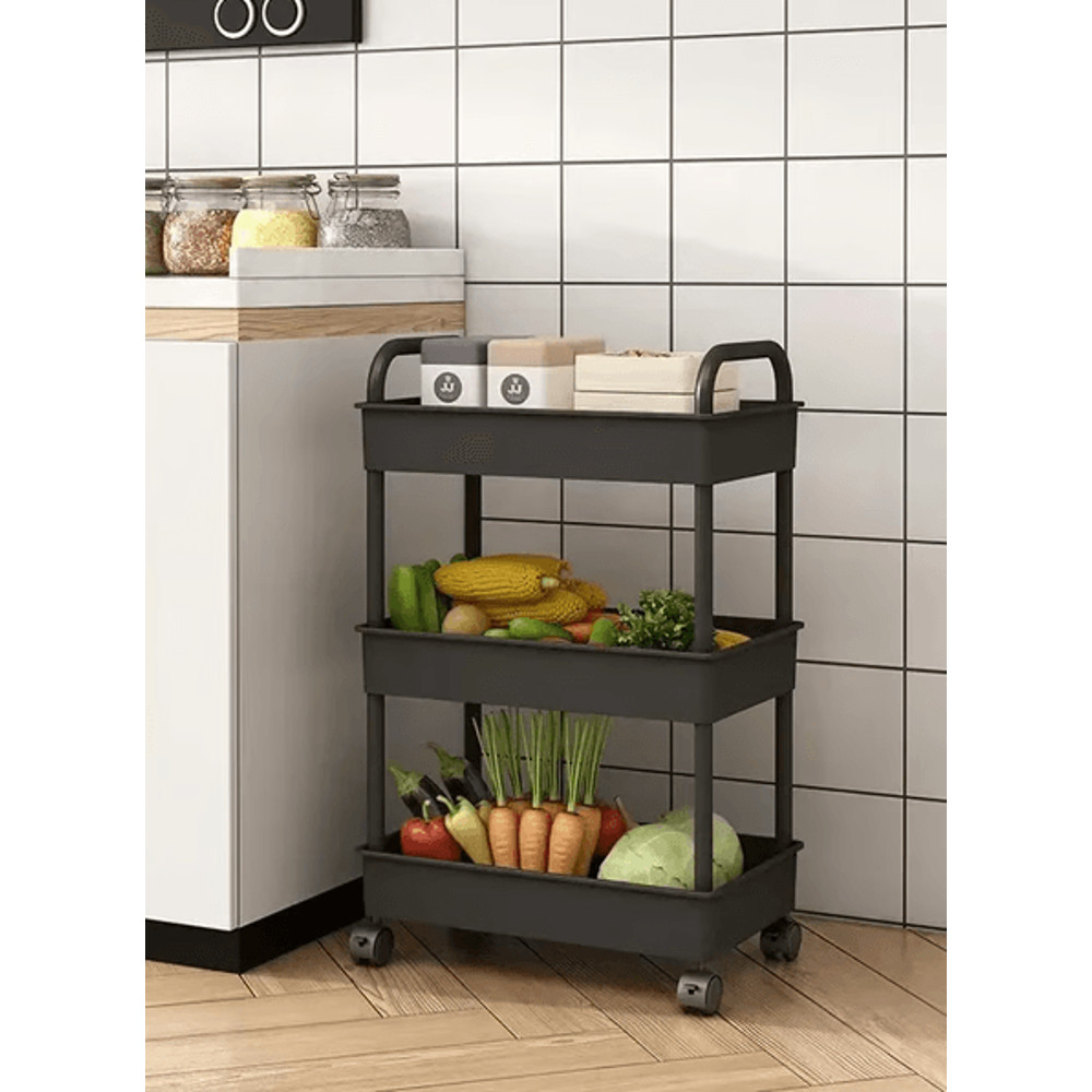 Multilayer trolley rack for home storage needs